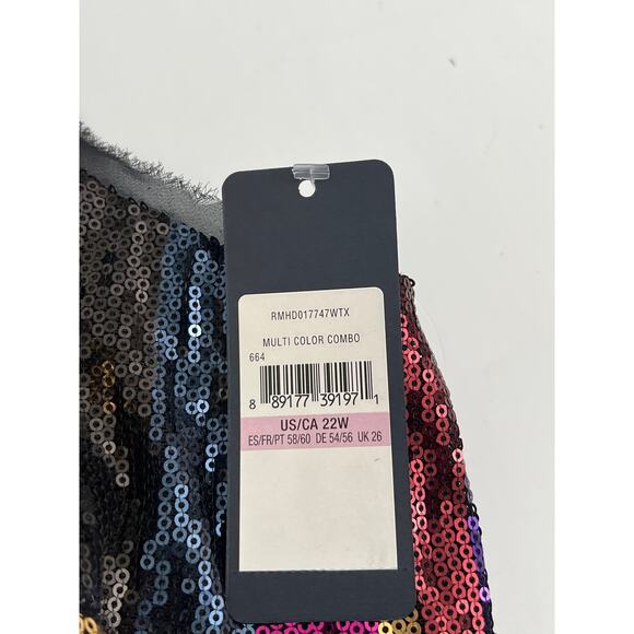 NWT Rachel Roy Sequin Striped Mini Dress Size 22W Y2K Party Cocktail Rainbow - Picture 7 of 16